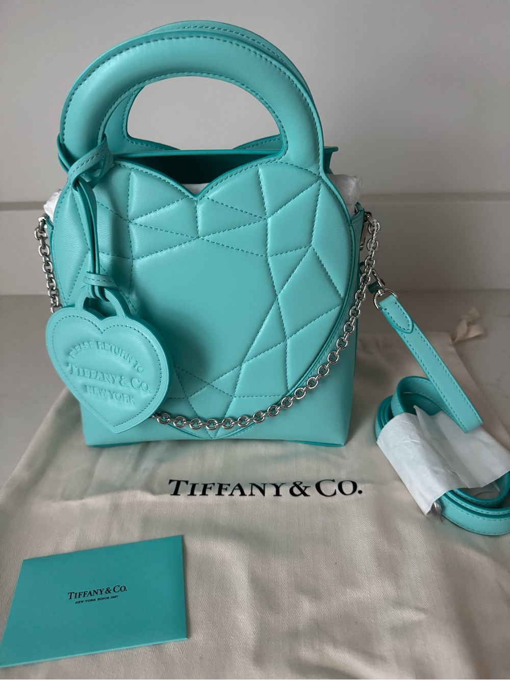 Tiffany & Co. Quilted Heart Top-Handle Crossbody in Tiffany Blue